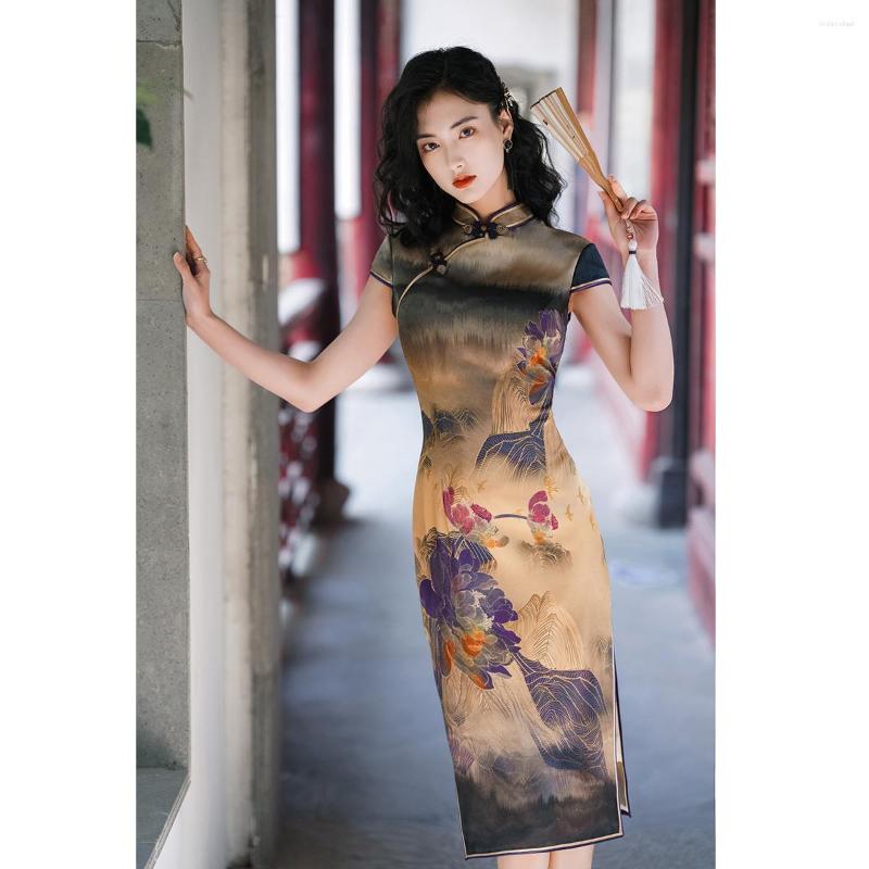 Ethnic Clothing 2023 Summer Elegant Mulberry Silk Ink Painting Cheongsam Chinese Traditional Good Quality Luxury Qipao Gala Dress Plus Size
Ethnic Clothing 2023 Summer Elegant Mulberry Silk Ink Painting Cheongsam Chinese Traditional Good Quality Luxury Qipao Gala Dress Plus Size
