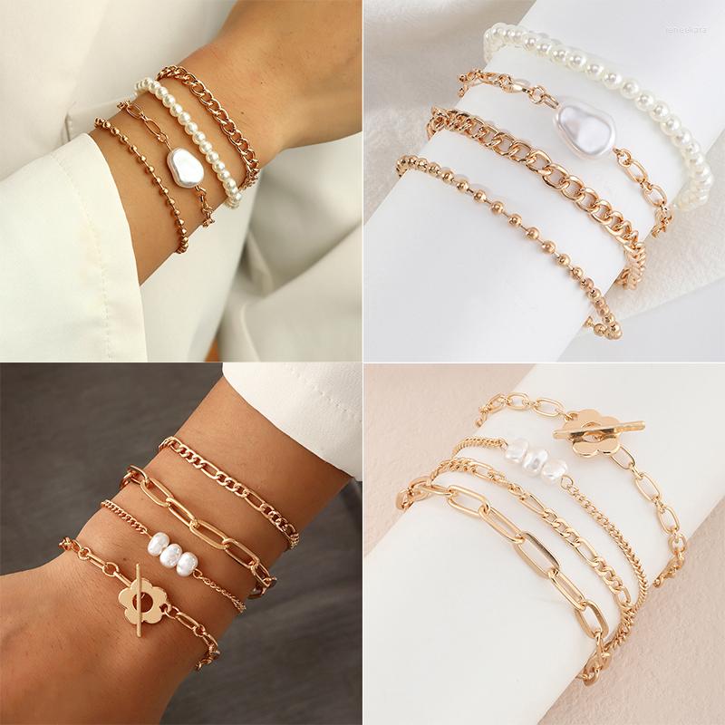 Link Bracelets Fashion Geometric OT Buckle Metal Bracelet For Women Creative Pearl Multi-layer Hand Jewelry Personality Mixing Chain Bangle
Link Bracelets Fashion Geometric OT Buckle Metal Bracelet For Women Creative Pearl Multi-layer Hand Jewelry Personality Mixing Chain Bangle