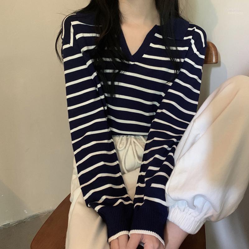 Women's Sweaters Women's Casual Turn-Down Collar Knitted Women Sweater Ladies Autumn Fashion Korean Long Sleeve Stripe Slim Loose Top, Ju
Women's Sweaters Women's Casual Turn-Down Collar Knitted Women Sweater Ladies Autumn Fashion Korean Long Sleeve Stripe Slim Loose Top, Ju