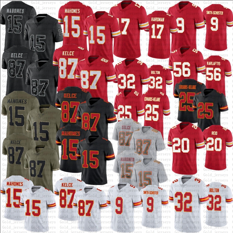 Patrick Mahomes Football Jersey Chiefes Travis Kelce Chris Jones Kadarius Toney Isiah Pacheco JuJu Smith Schuster Karlaftis Bolton Clark Hardman Reid