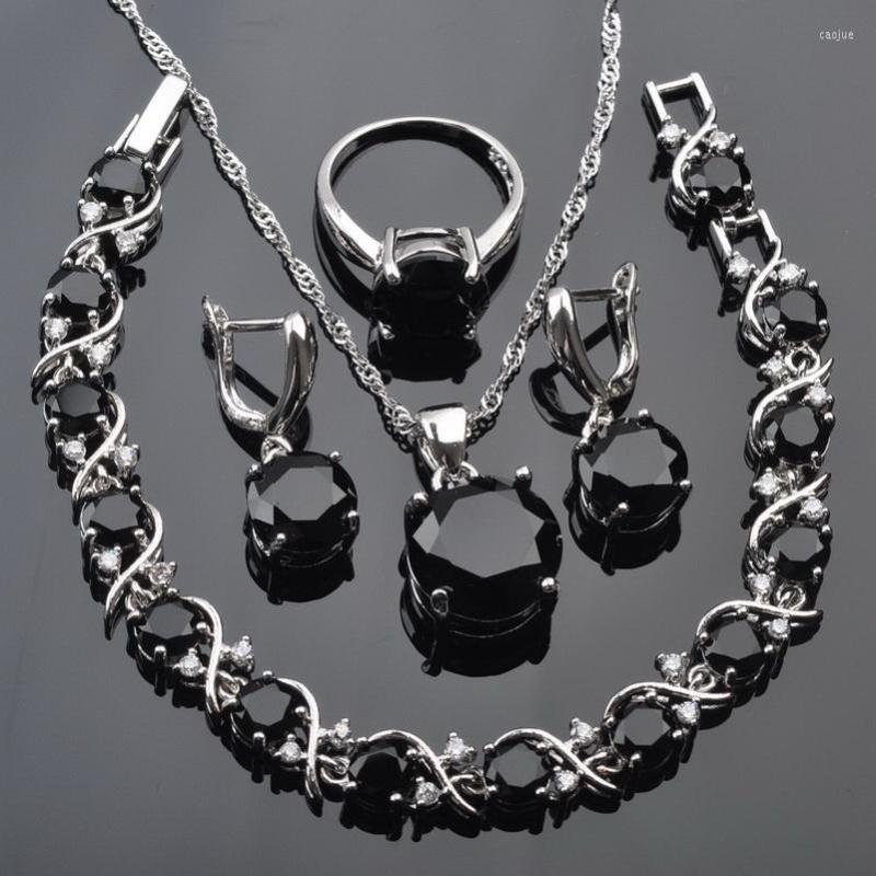 Necklace Earrings Set FAHOYO Wedding Jewellry 925 Sterling Silver Classic Black Cubic Zircon For Women Crystal QS0218, Picture shown
Necklace Earrings Set FAHOYO Wedding Jewellry 925 Sterling Silver Classic Black Cubic Zircon For Women Crystal QS0218, Picture shown