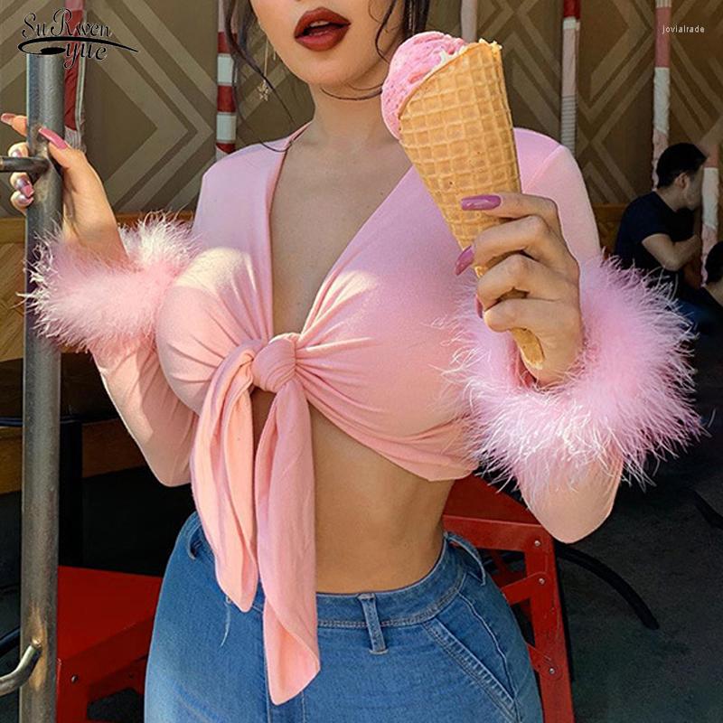 Women' Blouses Spring Sexy Women Crop Top Long Sleeve Streetwear Shirts H Stitching Pink Blouse Tops Fashion Bowknot T-Shirt 18207, Black
Women' Blouses Spring Sexy Women Crop Top Long Sleeve Streetwear Shirts H Stitching Pink Blouse Tops Fashion Bowknot T-Shirt 18207, Black
