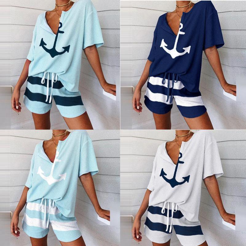 Women' Tracksuits 2023 Women' V-neck Boat Anchor Pattern Printed Short Sleeve Top Wide Leg Pants Loose And Thin Suit, White
Women' Tracksuits 2023 Women' V-neck Boat Anchor Pattern Printed Short Sleeve Top Wide Leg Pants Loose And Thin Suit, White