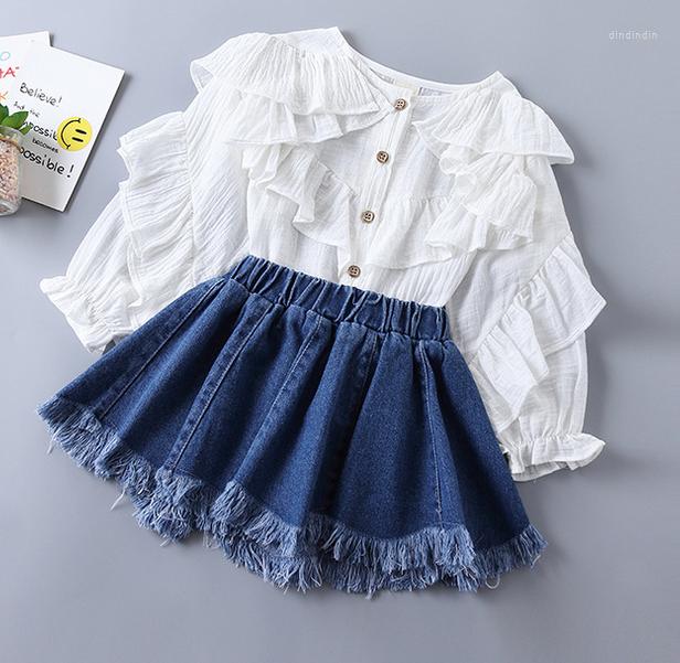 Clothing Sets Pudcoco Girls' Cotton & Denim Fabric Two-piece Suit Children's Solid Color Ruffled Shirt Raw Edge Skirt For 3-9, Red
Clothing Sets Pudcoco Girls' Cotton & Denim Fabric Two-piece Suit Children's Solid Color Ruffled Shirt Raw Edge Skirt For 3-9, Red