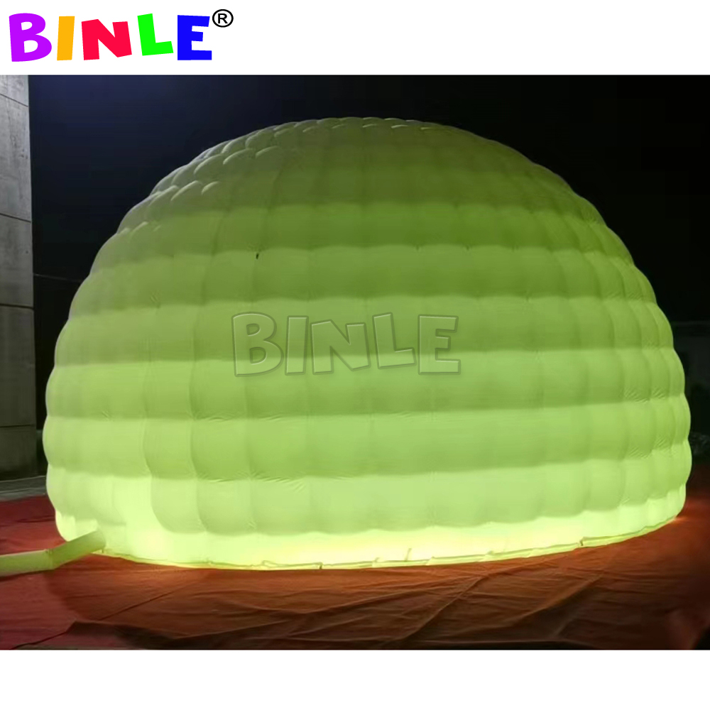 Commercial mobile LED inflatable half dome tent with built-in fan luna temporary Cocktail bar for party show