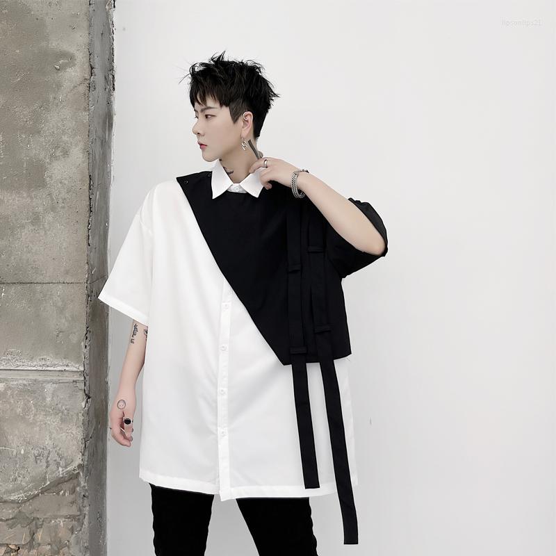 Men's Casual Shirts Summer Tide Yohji Style Men Personality One-shoulder Stitching Short-sleeved Shirt Male Loose Hair Stylist Tops, Photo color
Men's Casual Shirts Summer Tide Yohji Style Men Personality One-shoulder Stitching Short-sleeved Shirt Male Loose Hair Stylist Tops, Photo color