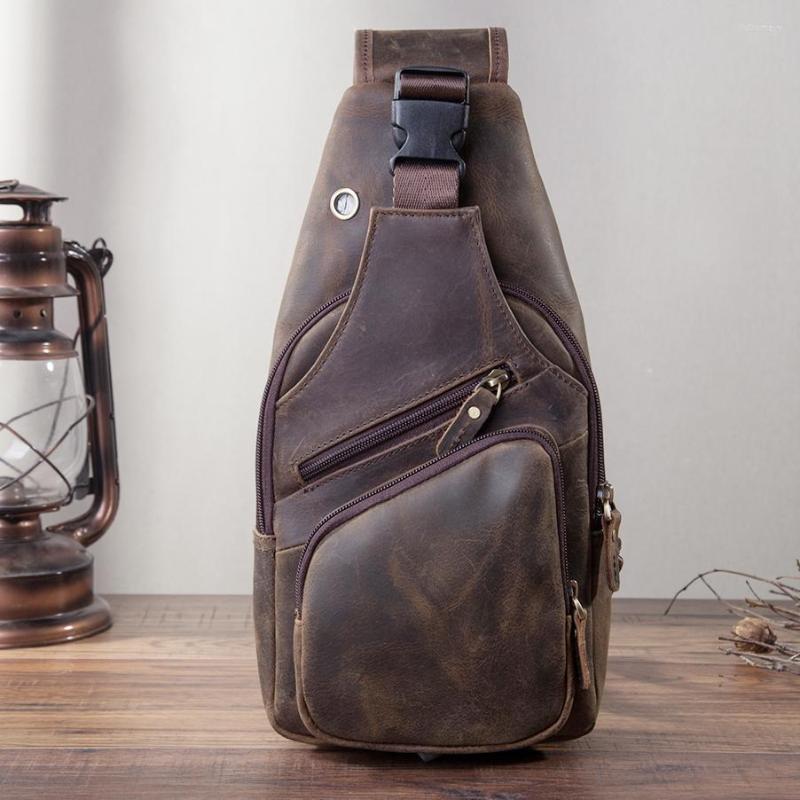 Waist Bags Men Crazy Horse Leather Casual Fashion Triangle Chest Sling Bag 8" Tablet Design One Shoulder Cross Body Male 8015, Black
Waist Bags Men Crazy Horse Leather Casual Fashion Triangle Chest Sling Bag 8" Tablet Design One Shoulder Cross Body Male 8015, Black