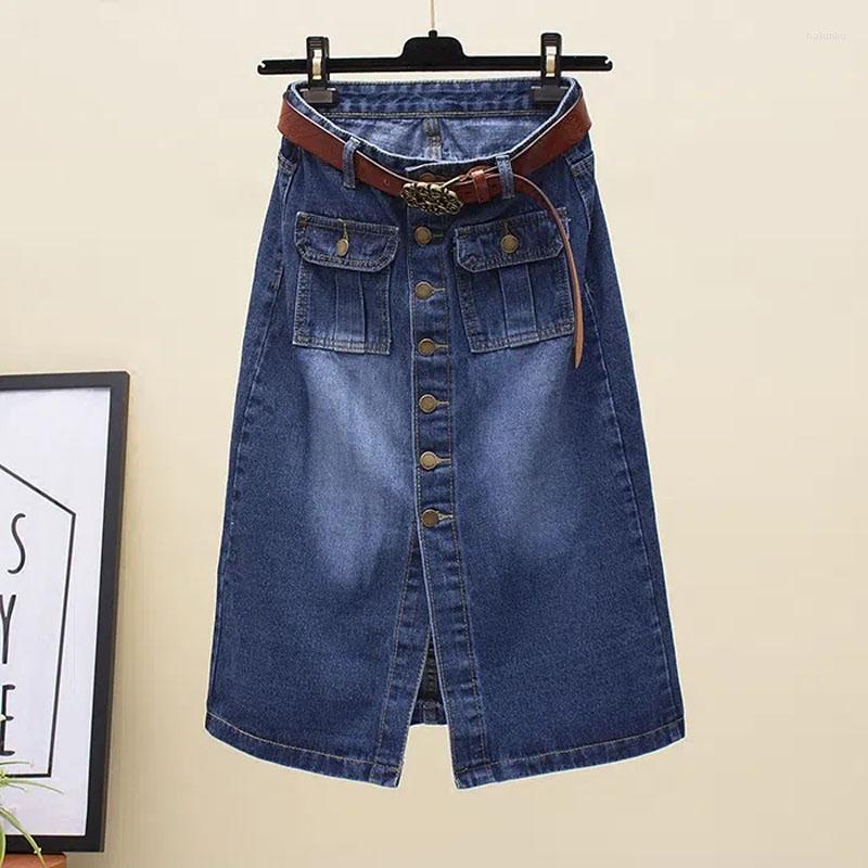 Skirts High Waist Denim Cotton Skirt Korean Spring And Autumn Vintage Single Breasted Fashion With Belt Casual Straight A-line, Black
Skirts High Waist Denim Cotton Skirt Korean Spring And Autumn Vintage Single Breasted Fashion With Belt Casual Straight A-line, Black
