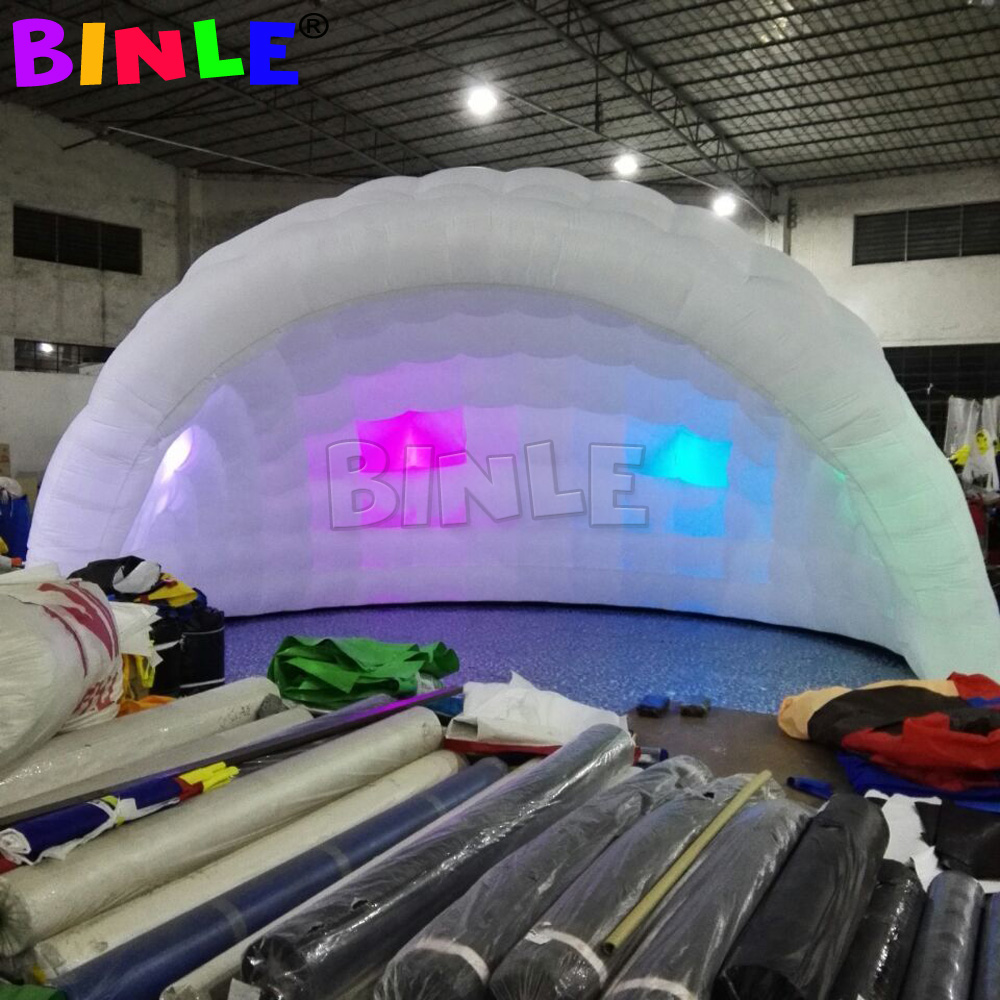 Commercial mobile LED inflatable half dome tent luna temporary Cocktail bar for party show