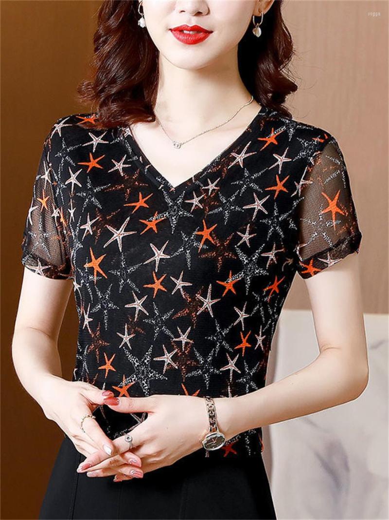 Women's Blouses Woman Summer Style Mesh Tops Lady Casual Short Sleeve V-Neck Elastic Star Printed Shirts ZZ1457, Black
Women's Blouses Woman Summer Style Mesh Tops Lady Casual Short Sleeve V-Neck Elastic Star Printed Shirts ZZ1457, Black