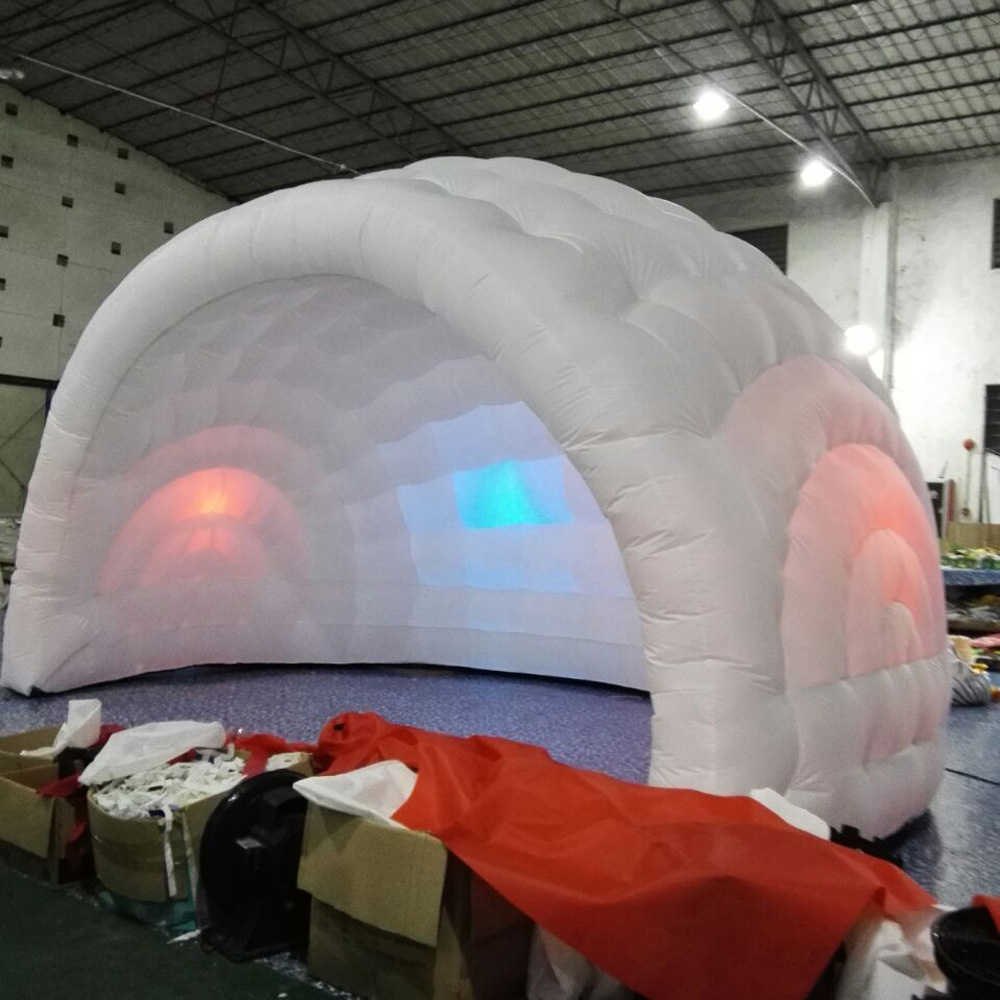 Commercial mobile LED inflatable half dome tent luna temporary Cocktail bar for party show