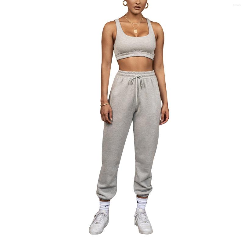 Women's Pants Women Two-piece Sports Clothes Set Solid Color Sleeveless Crop Tops And Elastic Waist Black/ Pink/ Light Grey
Women's Pants Women Two-piece Sports Clothes Set Solid Color Sleeveless Crop Tops And Elastic Waist Black/ Pink/ Light Grey
