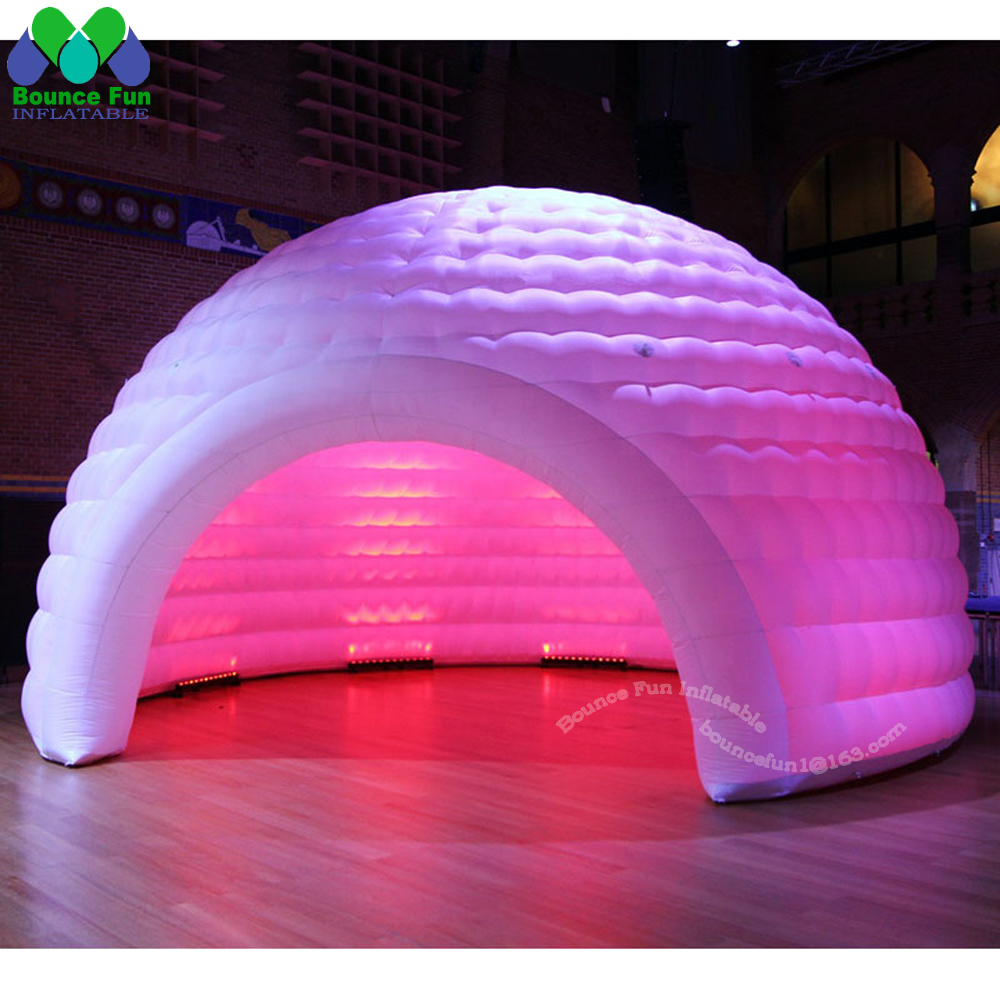 Commercial mobile LED inflatable half dome tent with built-in fan luna temporary Cocktail bar for party show