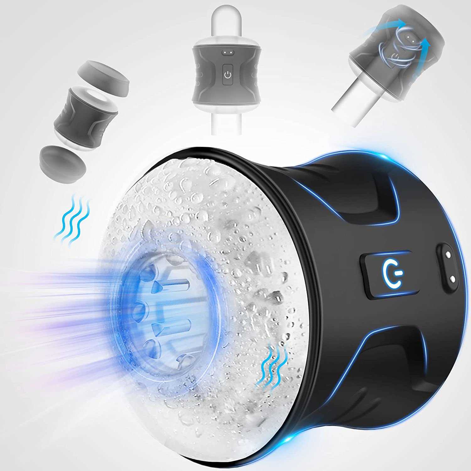 Vibrating Male Masturbators Lumodia Waterproof Crystal Ribbed Open-Ended Stroke…