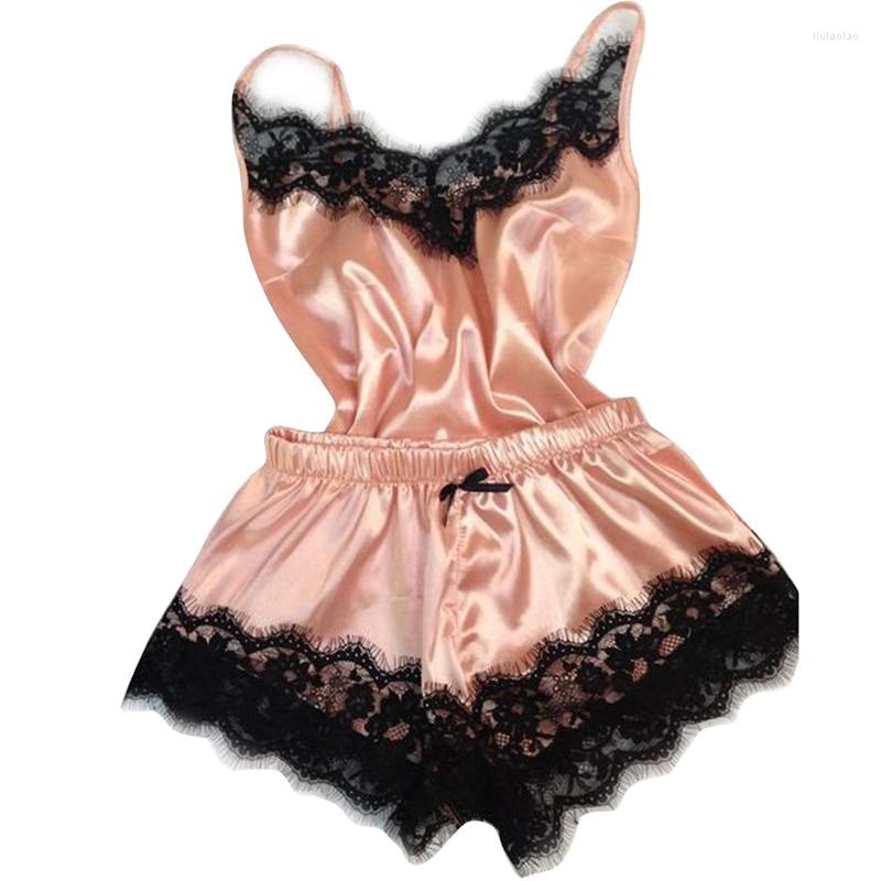 Women' Sleepwear Women' Sexy Lace Satin Pajama Sets Nightwear Sleeveless Tops Shorts 2 Pcs Pyjama For Women Pijama, Black
Women' Sleepwear Women' Sexy Lace Satin Pajama Sets Nightwear Sleeveless Tops Shorts 2 Pcs Pyjama For Women Pijama, Black