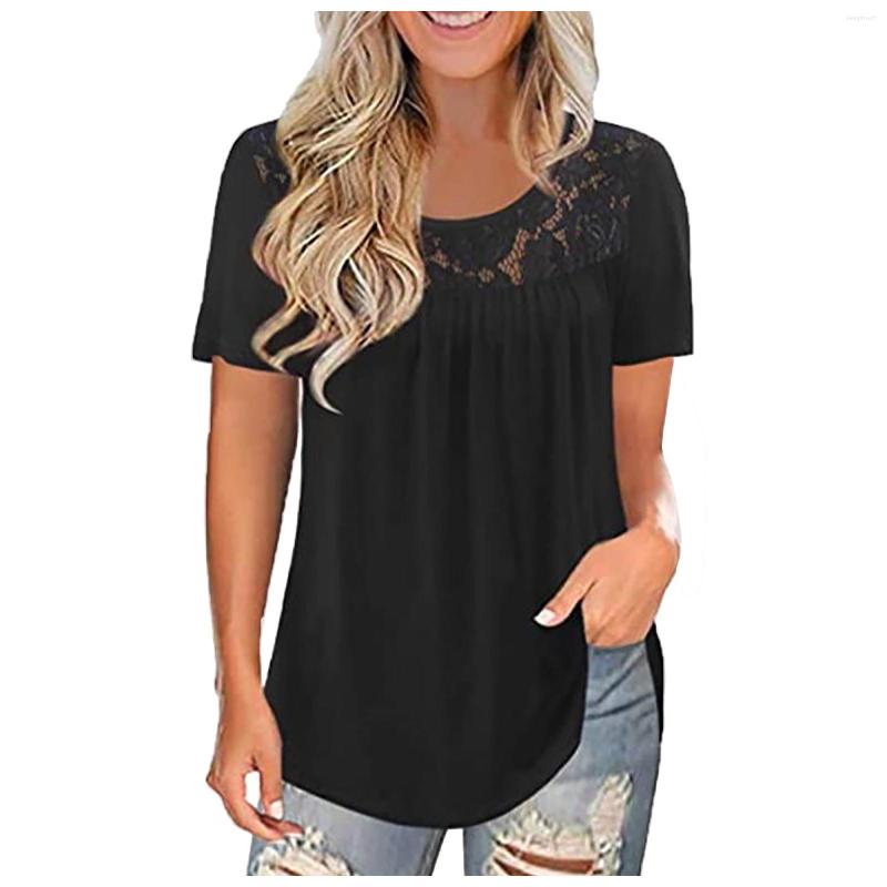 Women's Blouses For Women Fashion 2023 Lace Solid Splicing O-neck Tee Shirts Short Sleeve Black Red Purple Blouse Female Irregular Tops 
Women's Blouses For Women Fashion 2023 Lace Solid Splicing O-neck Tee Shirts Short Sleeve Black Red Purple Blouse Female Irregular Tops