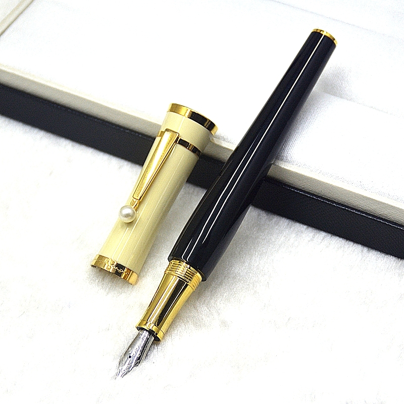 wholesale Special Collection Edition Greta Garbo Black Resin Rollerball Ballpoint Pen Fountain pens Writing Office School Supplies With Pearl Cap