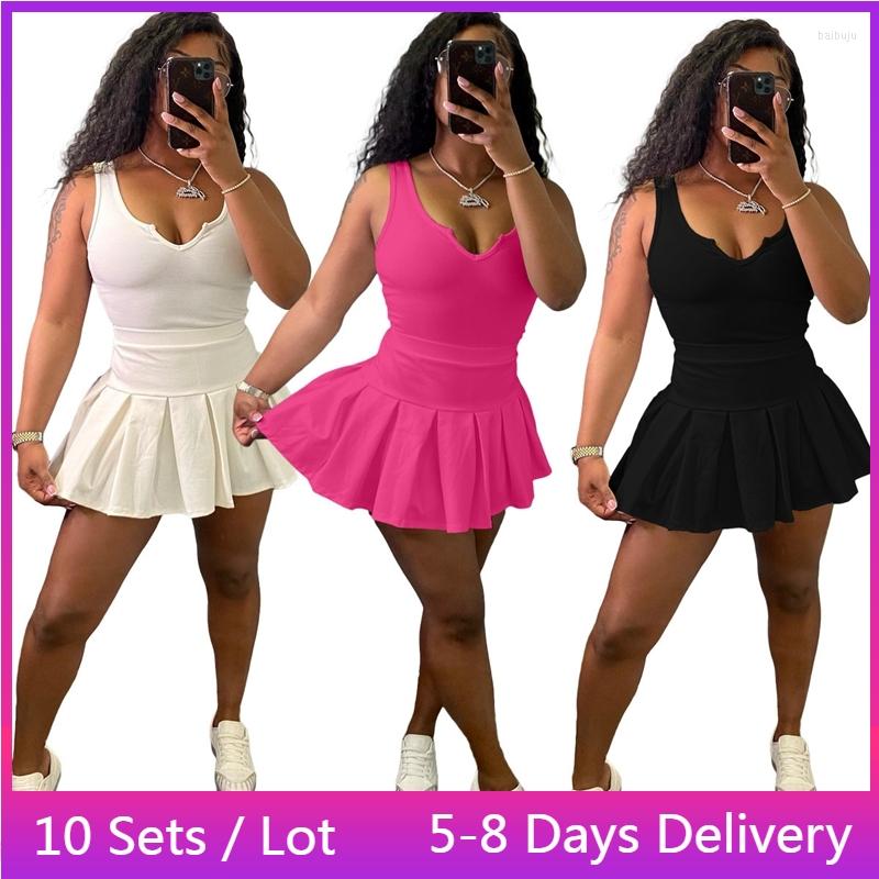 Work Dresses Wholesale Items Solid Summer Outfits For Women Workout Tank Crop Top Pleated Tennis Skirt Set Sportswear Casual Mini Dress Sets, Mixed color
Work Dresses Wholesale Items Solid Summer Outfits For Women Workout Tank Crop Top Pleated Tennis Skirt Set Sportswear Casual Mini Dress Sets, Mixed color