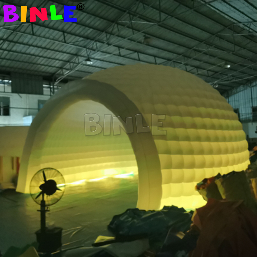 Promotional Canopy Inflatable Dome With Led Lights White Igloo Wedding Pub Stage Tent For Trade Show