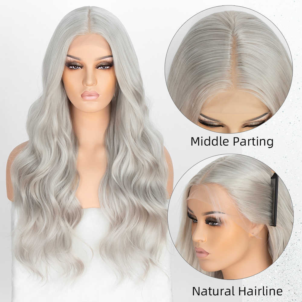 Hot Lace Wigs K'ryssma Gray Middle Part Long Wavy for Women Body Wave Synthetic Platinum Heat Resistant Cosplay 221216, 4x1 lace wig
Hot Lace Wigs K'ryssma Gray Middle Part Long Wavy for Women Body Wave Synthetic Platinum Heat Resistant Cosplay 221216, 4x1 lace wig