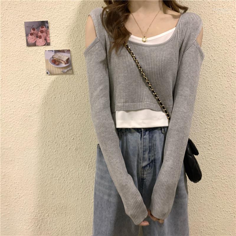 Women's Sweaters Women's Off Shoulder Short Sweater Spring And Autumn Thin 2023 Inner Bottom Shirt Long Sleeve T-shirt Fake Two-piece, Pink
Women's Sweaters Women's Off Shoulder Short Sweater Spring And Autumn Thin 2023 Inner Bottom Shirt Long Sleeve T-shirt Fake Two-piece, Pink