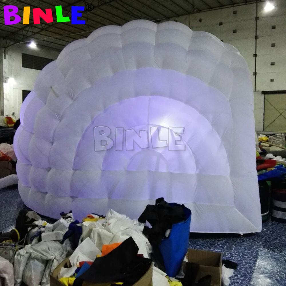 Commercial mobile LED inflatable half dome tent luna temporary Cocktail bar for party show