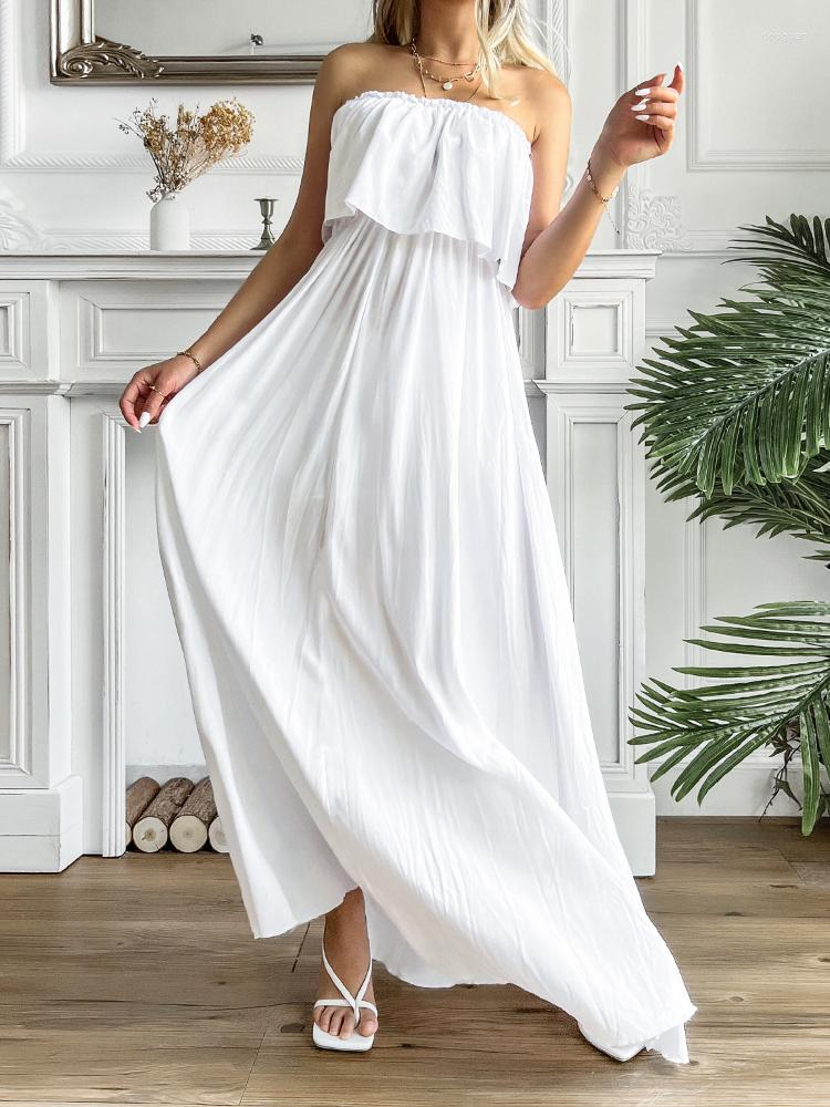 Casual Dresses 2023 Cotton Women' Summer White Long Dress Elegant Strapless Ruffle Sleeveless A-line Midi For Women
Casual Dresses 2023 Cotton Women' Summer White Long Dress Elegant Strapless Ruffle Sleeveless A-line Midi For Women