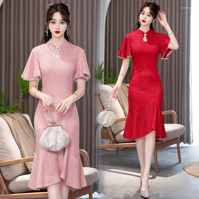 Ethnic Clothing Plus Size 4XL Summer Elegant Retro Slim Improved Cheongsam Lace Dress Fashion Casual Dinner Party Prom Midi Dresses
Ethnic Clothing Plus Size 4XL Summer Elegant Retro Slim Improved Cheongsam Lace Dress Fashion Casual Dinner Party Prom Midi Dresses