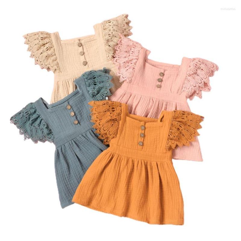 Girl Dresses Summer Baby Girls Casual Dress Solid Color Short Sleeves Square Neck One-piece Yellow/ Grey Blue/ Pink/ Apricot
Girl Dresses Summer Baby Girls Casual Dress Solid Color Short Sleeves Square Neck One-piece Yellow/ Grey Blue/ Pink/ Apricot