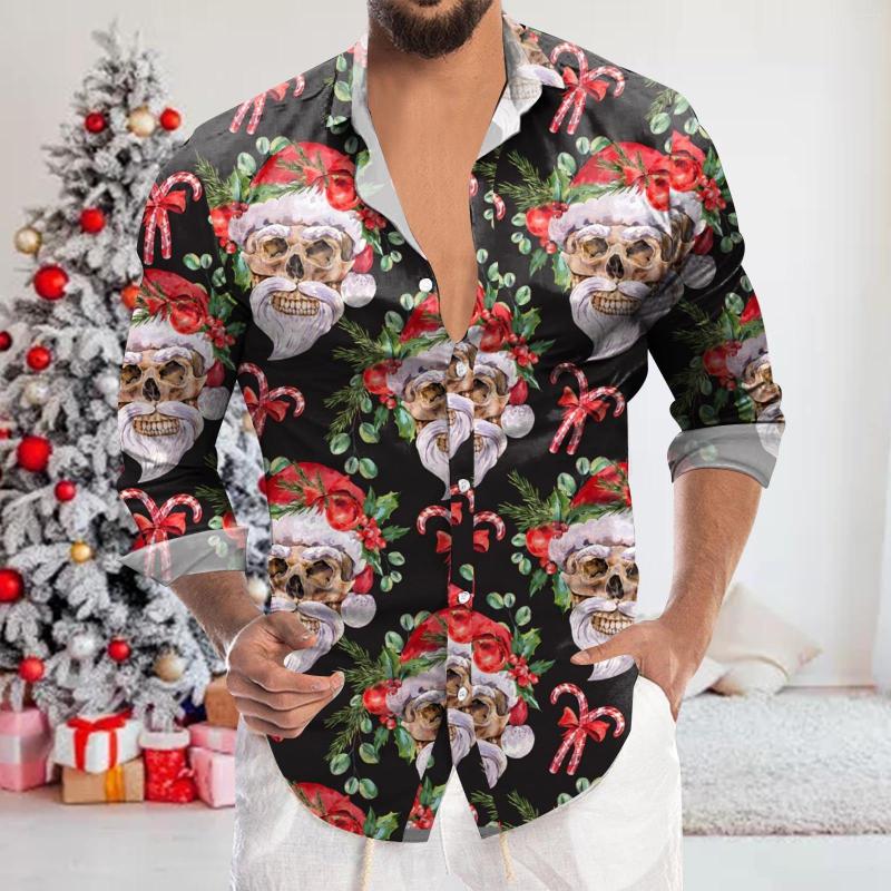 Men's Casual Shirts Men Fashion Festival Skull Santa Claus Printed Christmas Full Sleeve Button Top Male Social Party Camisas De Los Hombres, I-2
Men's Casual Shirts Men Fashion Festival Skull Santa Claus Printed Christmas Full Sleeve Button Top Male Social Party Camisas De Los Hombres, I-2