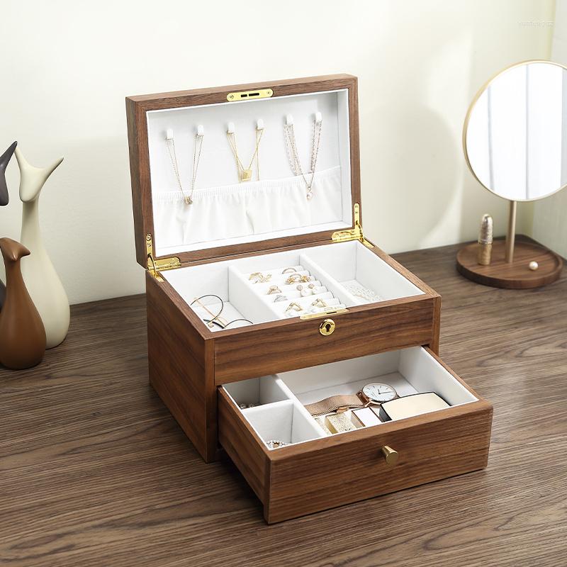 Jewelry Pouches Double Layer Large Wooden Box Organizer Women Men Display Drawer Case Earrings Ring Necklace Jewellery Storage 
Jewelry Pouches Double Layer Large Wooden Box Organizer Women Men Display Drawer Case Earrings Ring Necklace Jewellery Storage