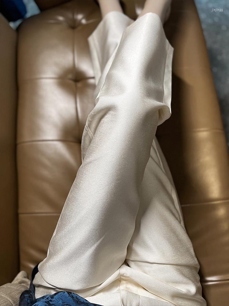 Women's Pants Silk Wool Suit Women's Summer High Waist Show Thin Small Drape White Straight 2023
Women's Pants Silk Wool Suit Women's Summer High Waist Show Thin Small Drape White Straight 2023