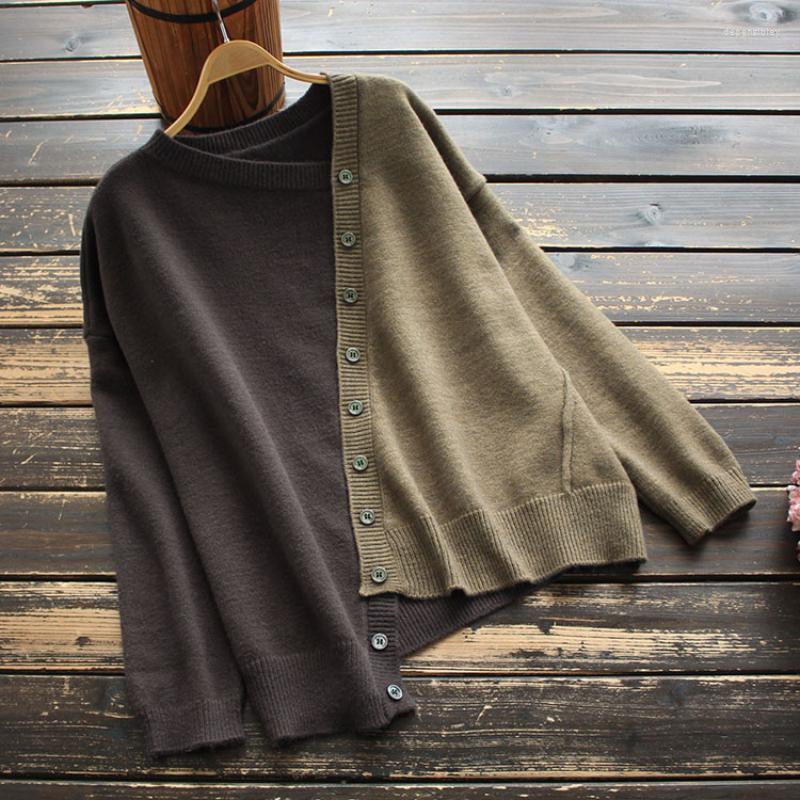 Women's Knits The Spring Women's Art Commuter All-match Color Matching Irregular Hem Button Decoration Sweater, Auburn
Women's Knits The Spring Women's Art Commuter All-match Color Matching Irregular Hem Button Decoration Sweater, Auburn