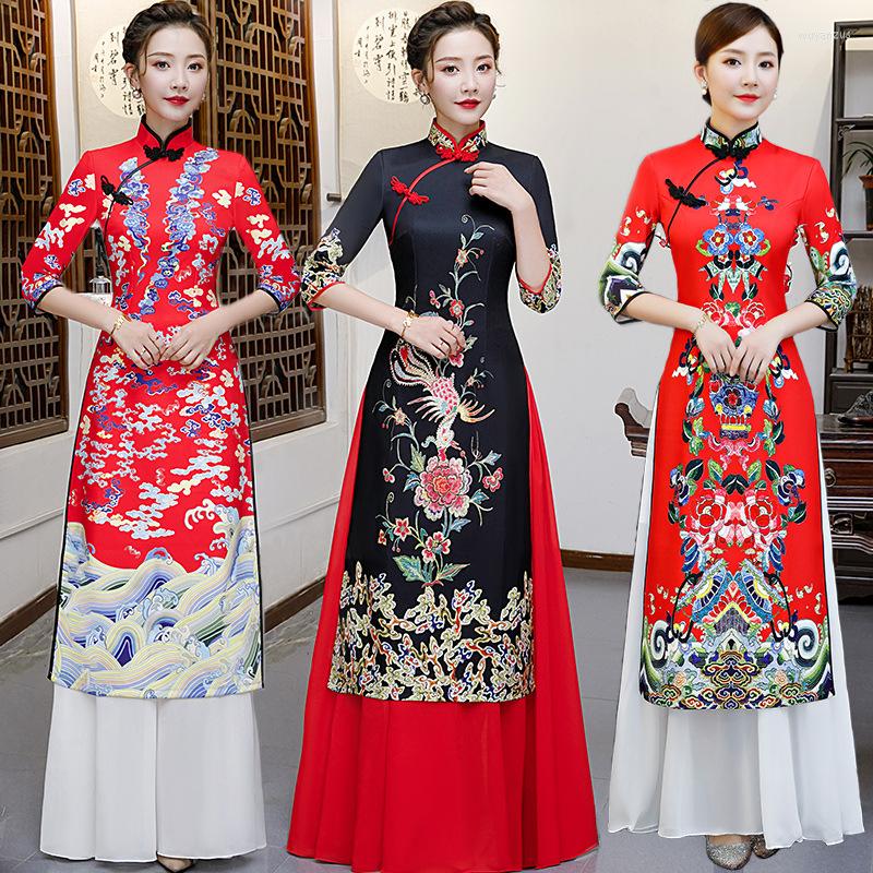 Ethnic Clothing AO Dai Long Cheongsam Traditional China Style Party Qipao Robe Oriental Womens Elegant Evening Dress Vestido High Quality
Ethnic Clothing AO Dai Long Cheongsam Traditional China Style Party Qipao Robe Oriental Womens Elegant Evening Dress Vestido High Quality