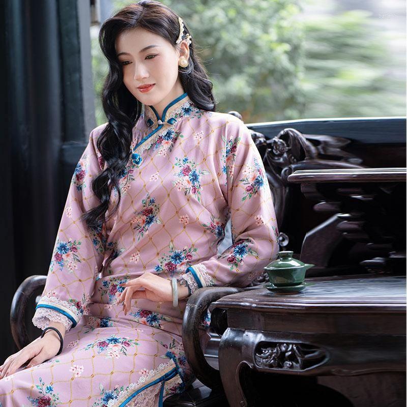 Ethnic Clothing 2023 Autumn Winter Chinese Traditional Floral Print Slit Dresses For Women Retro Thick Long-sleeved Cheongsam Daily Wear
Ethnic Clothing 2023 Autumn Winter Chinese Traditional Floral Print Slit Dresses For Women Retro Thick Long-sleeved Cheongsam Daily Wear