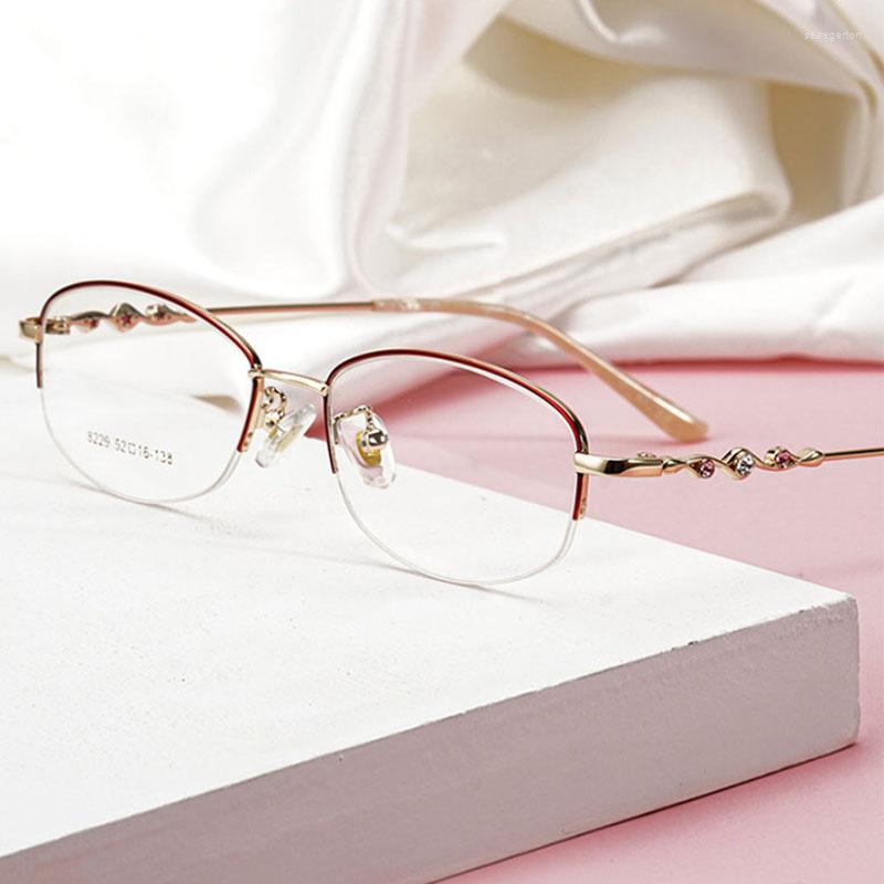 Sunglasses Frames Elegant Half Rimless Women's Optical Eyeglasses Frame Rhinestone Decoration Temple Ultralight Alloy Glasses Woman 2023
Sunglasses Frames Elegant Half Rimless Women's Optical Eyeglasses Frame Rhinestone Decoration Temple Ultralight Alloy Glasses Woman 2023