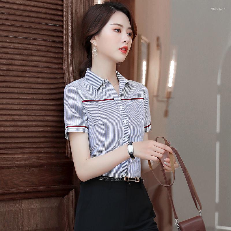 Women' Blouses Summer Business Attire Women Shirts Temperament Short Sleeve Polo-Neck Stripe Work Outfit Tops Blusas MM0956, Gray short
Women' Blouses Summer Business Attire Women Shirts Temperament Short Sleeve Polo-Neck Stripe Work Outfit Tops Blusas MM0956, Gray short