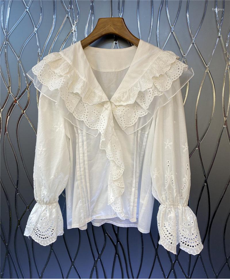Women' Blouses Cotton Shirts 2023 Spring Summer Style Women Turn-down Collar Hollow Out Embroidery Flare Sleeve Casual Ruffle Shirt, Picture shown
Women' Blouses Cotton Shirts 2023 Spring Summer Style Women Turn-down Collar Hollow Out Embroidery Flare Sleeve Casual Ruffle Shirt, Picture shown