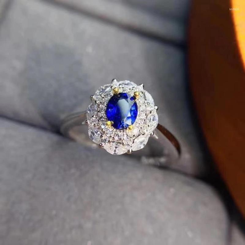 Cluster Rings Personality Trend Natural And Real Sapphire 925 Sterling Silver Fine Jewelry