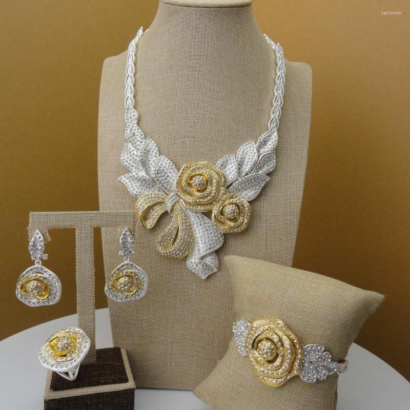 Necklace Earrings Set Yuminglai 2023 Luxury Dubai Fashionable African Plated Gold For Women FHK5540, Picture shown
Necklace Earrings Set Yuminglai 2023 Luxury Dubai Fashionable African Plated Gold For Women FHK5540, Picture shown
