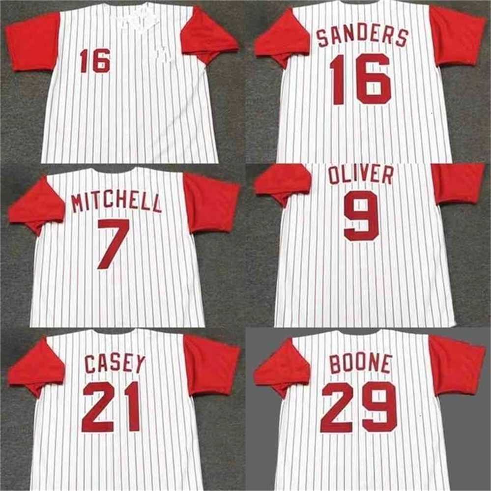 qqq8 C202 7 KEVIN MITCHELL 9 JOE OLIVER 16 REGGIE SANDERS 21 SEAN CASEY Baseball Jersey men women youth stitched