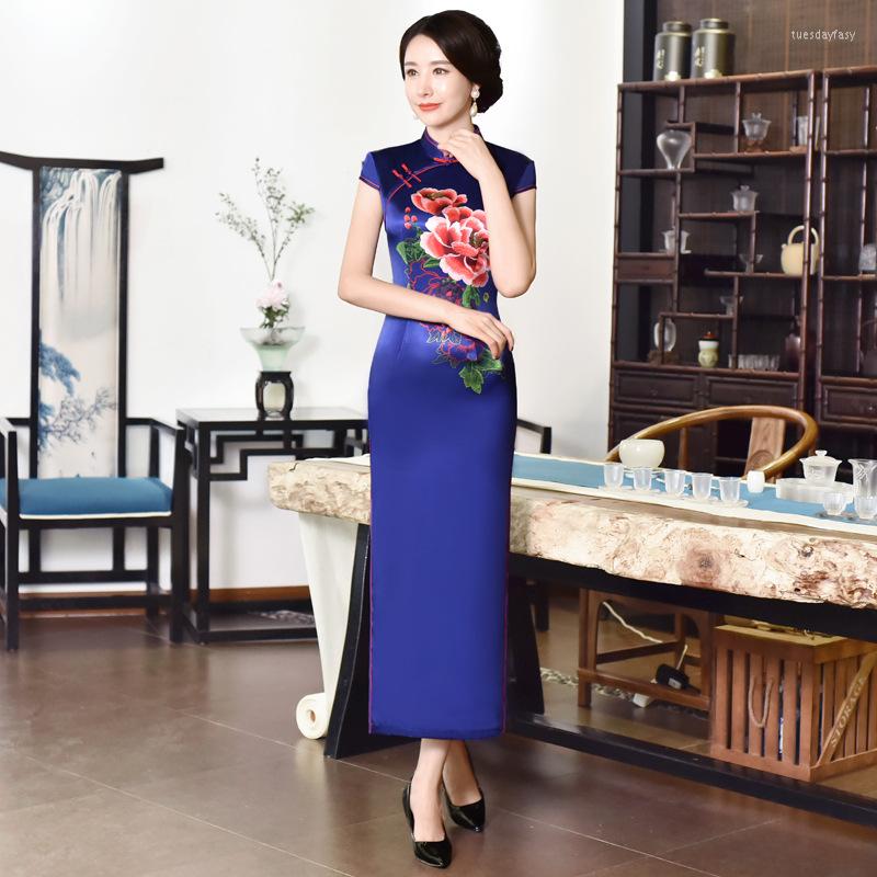 Ethnic Clothing Long Cheongsam Vintage Chinese Style Mandarin Collar Dress Womens Summer Rayon Qipao Slim Party Dresses Vestido S-4XL
Ethnic Clothing Long Cheongsam Vintage Chinese Style Mandarin Collar Dress Womens Summer Rayon Qipao Slim Party Dresses Vestido S-4XL