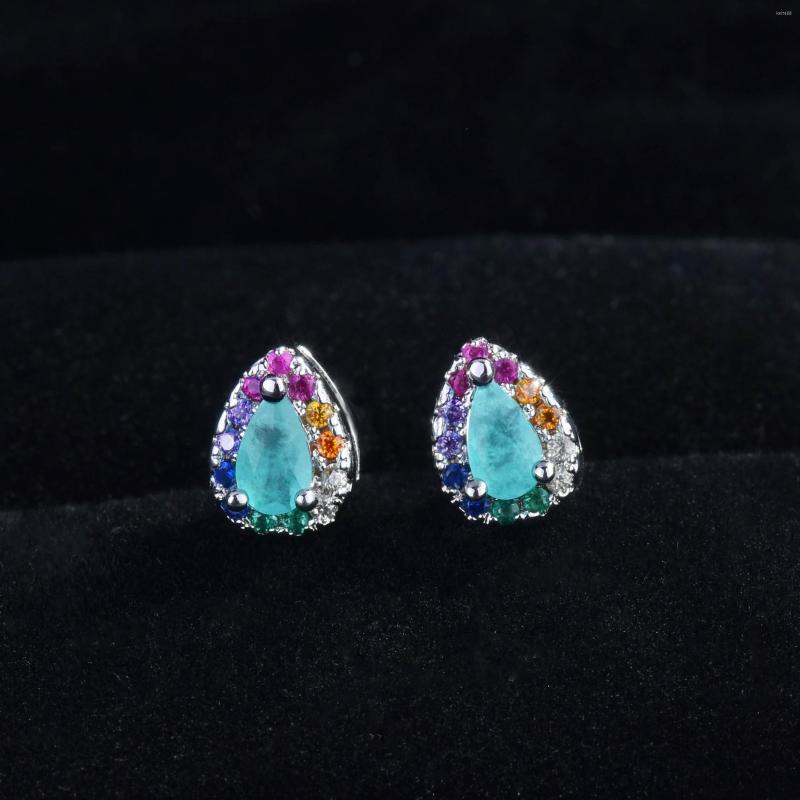 Stud Earrings Fashion Water Drop Imitated Paraiba Tourmaline Colorful Gemstone Earring For Women Silver Color Jewelry Girl Gifts
Stud Earrings Fashion Water Drop Imitated Paraiba Tourmaline Colorful Gemstone Earring For Women Silver Color Jewelry Girl Gifts