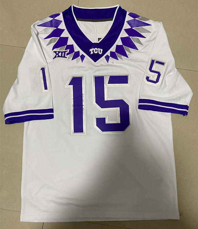 Max Duggan TCU Football VRBO Fiesta Bowl Game Jersey Stitched Quentin Johnston TCU Horned Frogs Jerseys