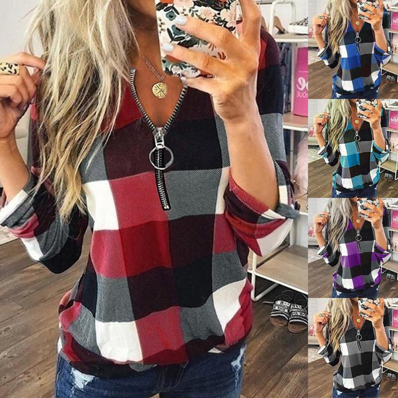 Women' T Shirts QIWN Autumn Elegant Women' Zipper Blouse Tops Spring Casual Print Long Sleeve Pullover T-shirt Women Female Clothing, Blue 
Women' T Shirts QIWN Autumn Elegant Women' Zipper Blouse Tops Spring Casual Print Long Sleeve Pullover T-shirt Women Female Clothing, Blue