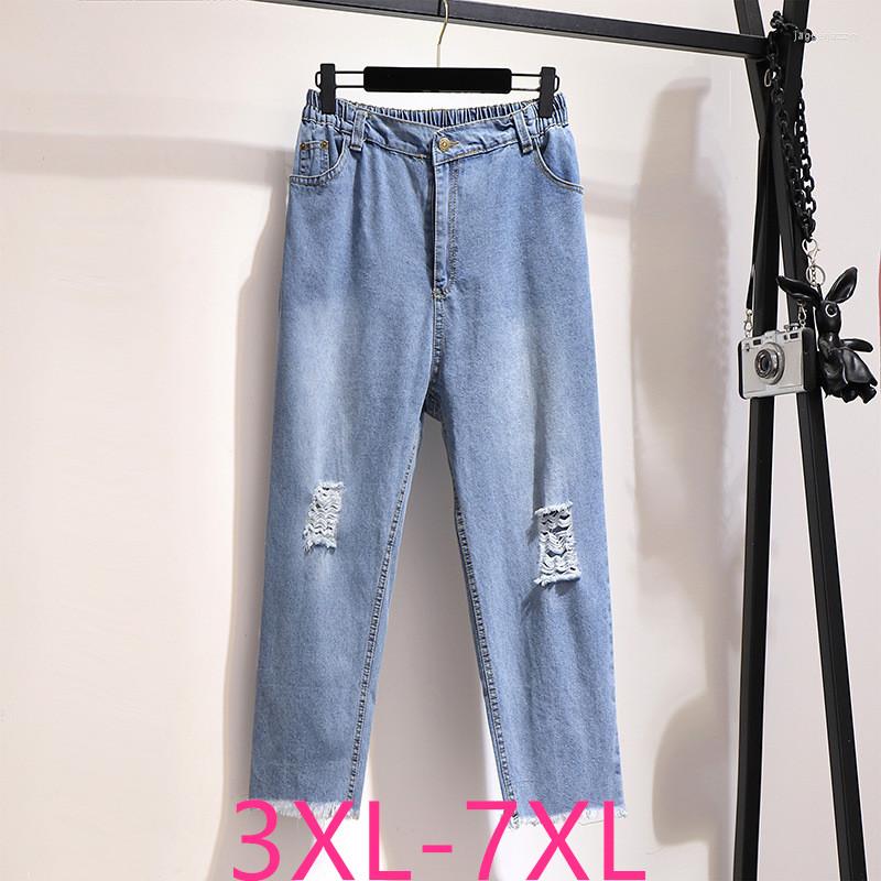 Pants 2023 Spring Autumn Plus Size Jeans For Women Large Loose Cotton Hole Blue Straight Denim 3XL 4XL 5XL 6XL 7XL
Pants 2023 Spring Autumn Plus Size Jeans For Women Large Loose Cotton Hole Blue Straight Denim 3XL 4XL 5XL 6XL 7XL
