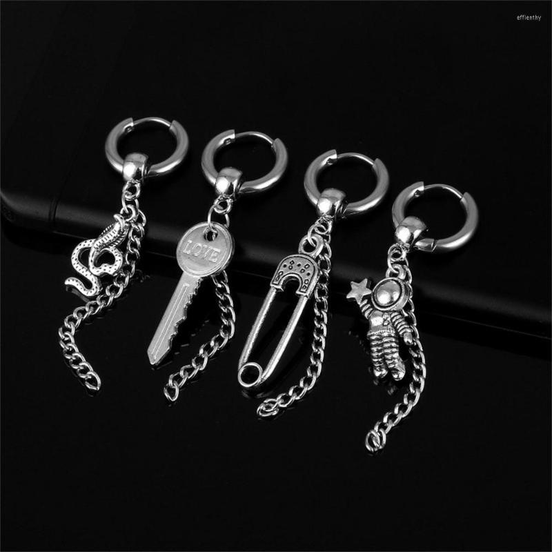 Hoop Earrings Punk Pin Key Snake Pendant Tassel Dangle For Women Men Circle Ear Buckle Stainless Steel Earring Gothic Jewelry
Hoop Earrings Punk Pin Key Snake Pendant Tassel Dangle For Women Men Circle Ear Buckle Stainless Steel Earring Gothic Jewelry