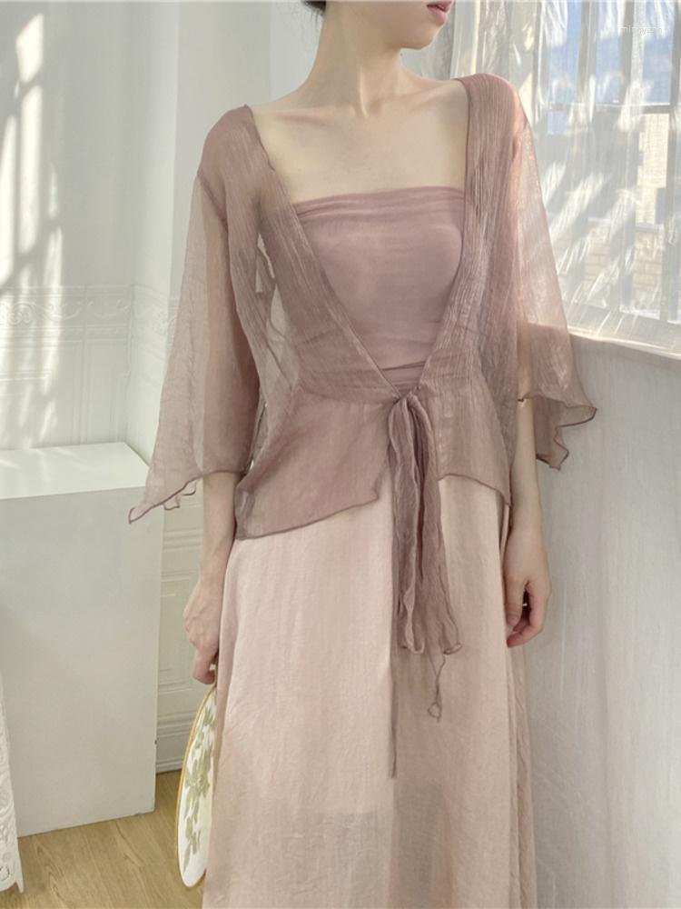 Women's T Shirts Sexy Women Shiny Loose Lace Up Short Cardigan Coat Tops Three Quarter Sleeves See Through Outfitting Shawl Sunscreen Shirt, Cameo pink
Women's T Shirts Sexy Women Shiny Loose Lace Up Short Cardigan Coat Tops Three Quarter Sleeves See Through Outfitting Shawl Sunscreen Shirt, Cameo pink