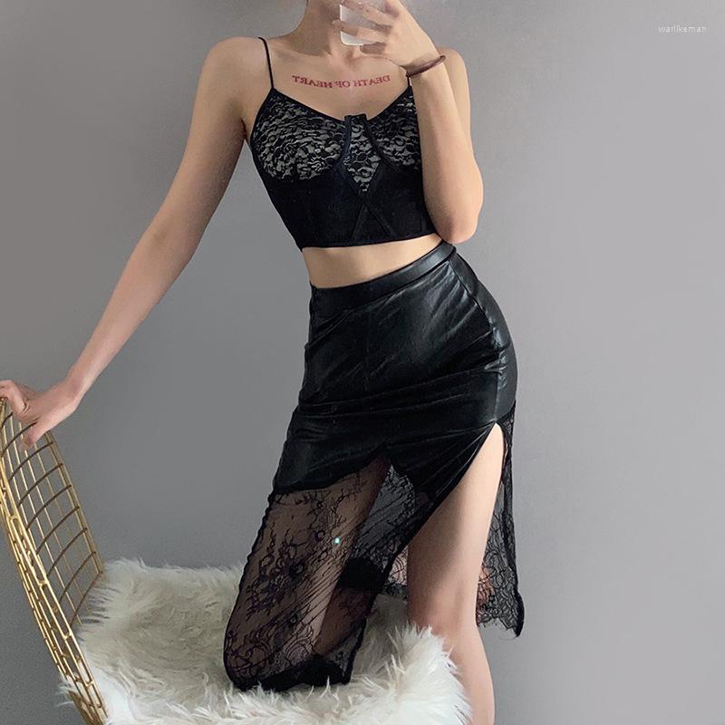 Skirts 2023 Fashion Elegant Office Lady Black PU Leather Lace Patchwork Maxi Skirt Women' Party Club Street High Waist Long
Skirts 2023 Fashion Elegant Office Lady Black PU Leather Lace Patchwork Maxi Skirt Women' Party Club Street High Waist Long