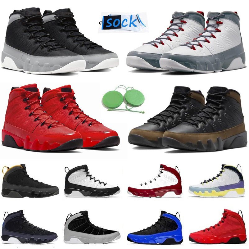 Jumpman 9 9s Men Basketball Shoes Sneaker Light Olive Fire Red Particle Grey Chile Gym Red Black White UNC Racer University Gold Blue Mens Trainers Sports Sneakers